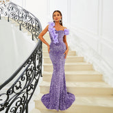 Elegant Sling Backless Long Sequined V neck Cocktail Evening Dress Bridesmaid